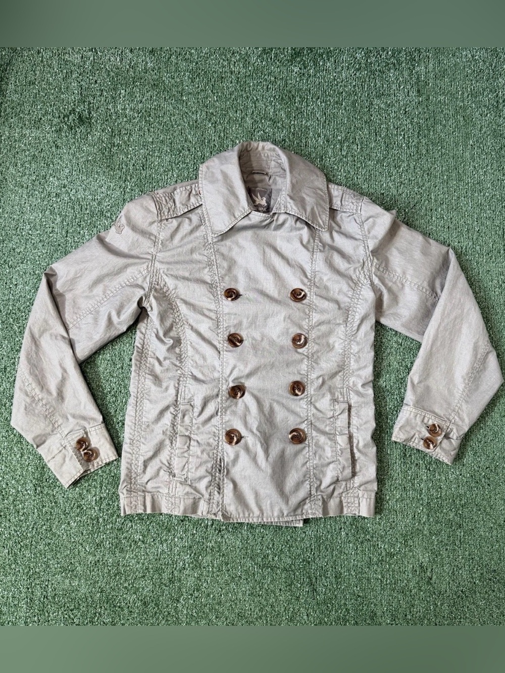 Spiewak Women’s Size S Beige Double Breasted Cotton Peacoat Jacket Thinsulate